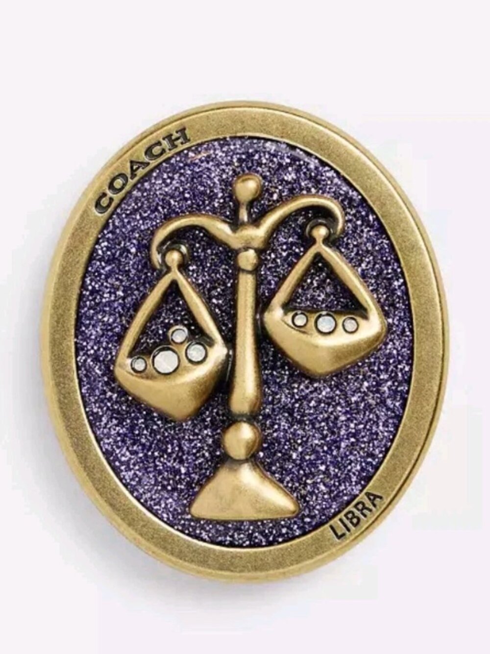 Coach Zodiac LIBRA pin Astrological Sign Purple Glitter With Little Crystals